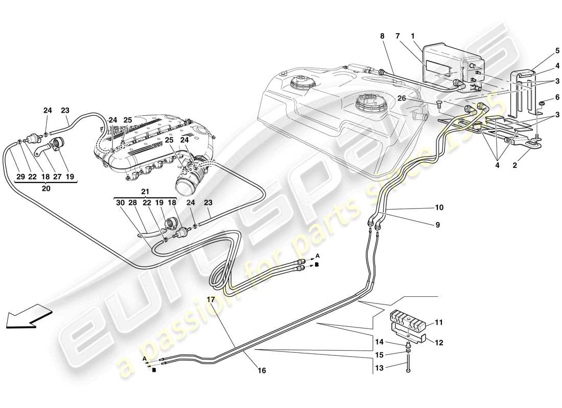 ferrari 599 sa aperta (rhd) evaporative emissions control system part diagram