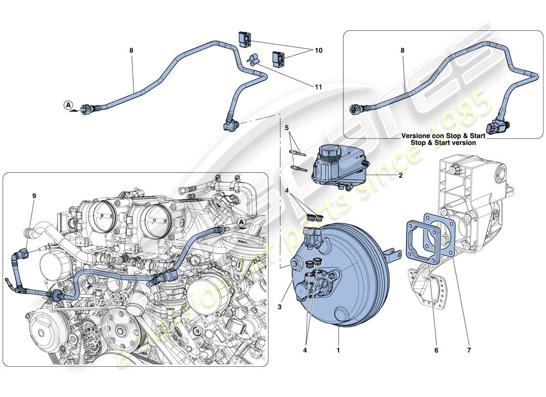 ferrari california t (usa) servo brake system parts diagram