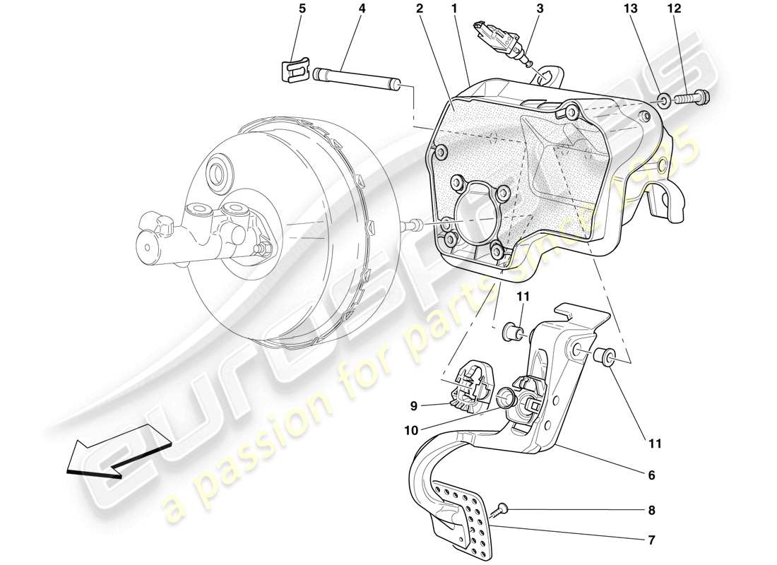 ferrari 599 sa aperta (rhd) pedal board part diagram