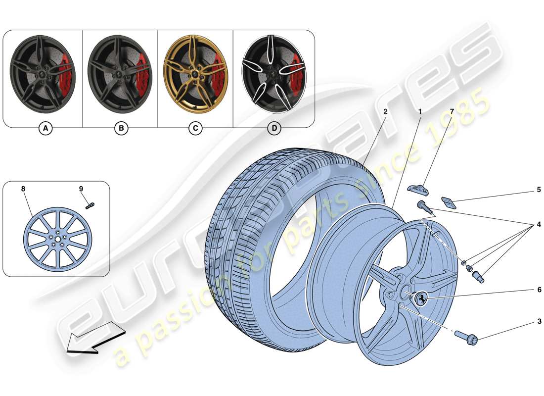 ferrari 458 speciale aperta (usa) wheels parts diagram