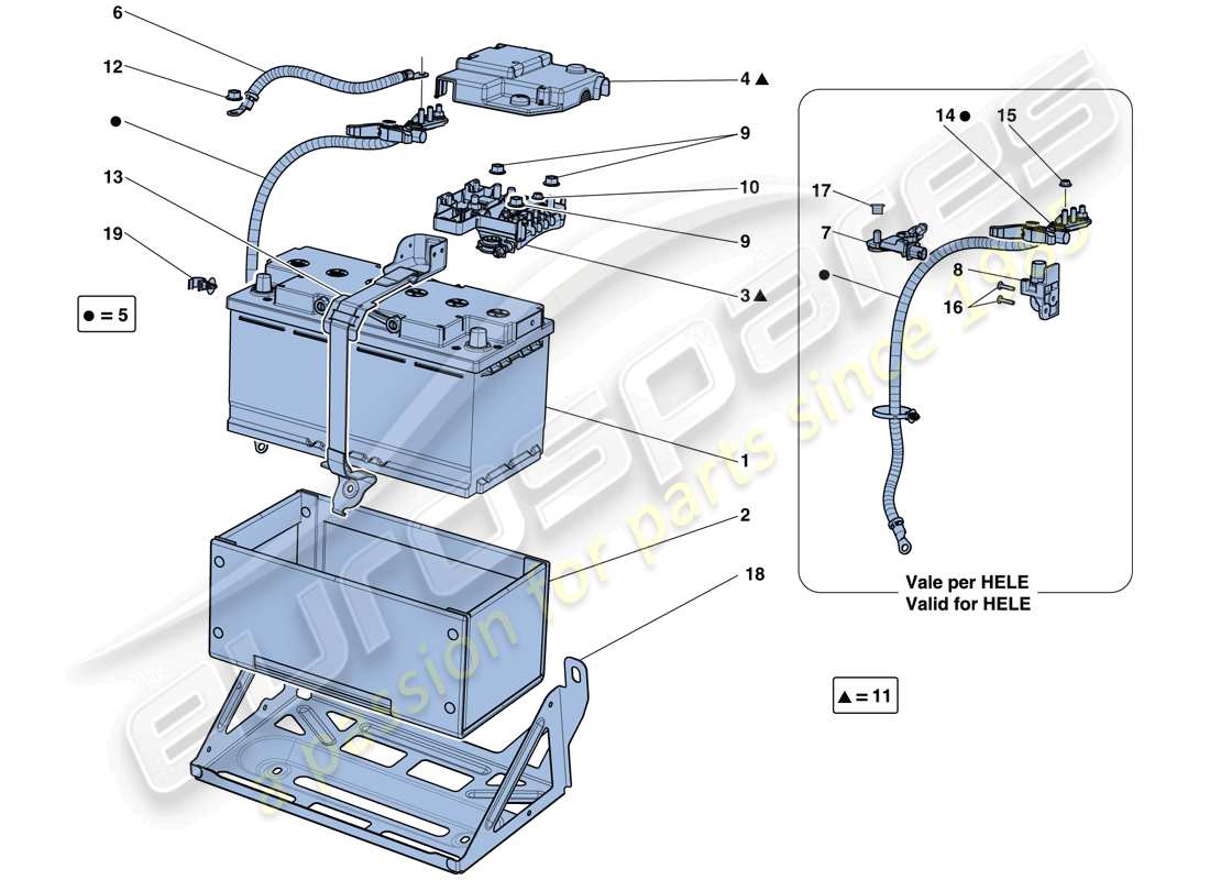 ferrari california t (usa) battery parts diagram