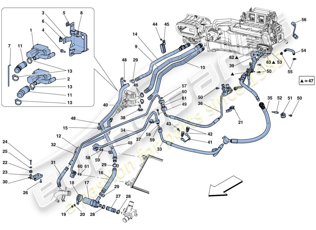 ferrari f12 berlinetta (europe) ac system - water and freon parts diagram