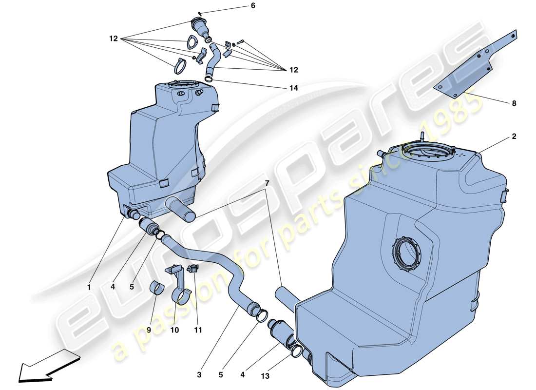 ferrari 458 speciale (usa) fuel tanks and filler neck parts diagram
