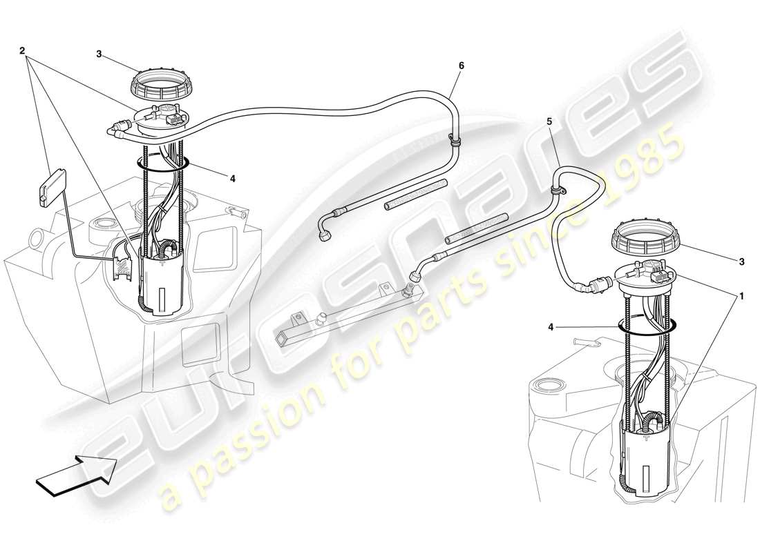 ferrari f430 scuderia (usa) fuel pumps and lines parts diagram