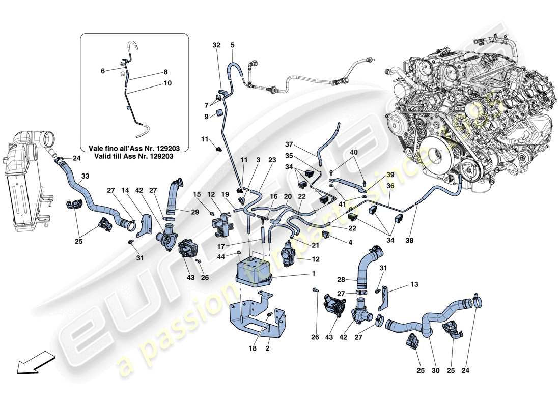 ferrari california t (rhd) turbocharging system adjustments parts diagram