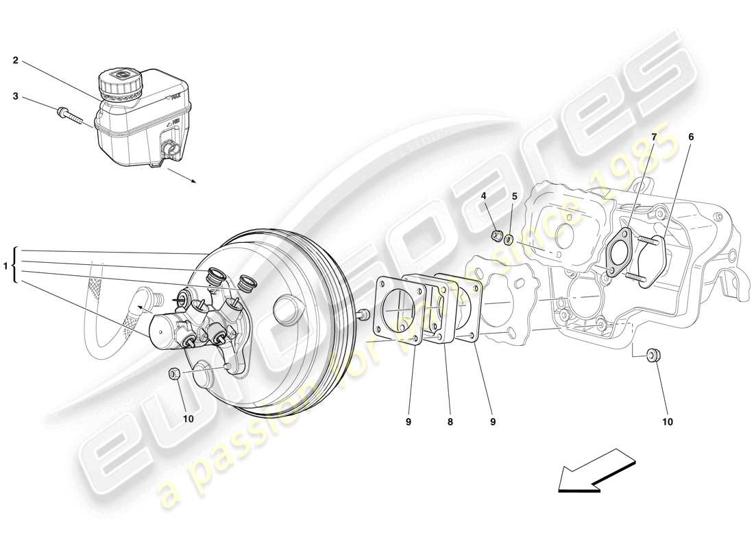 ferrari 599 sa aperta (rhd) hydraulic brake and clutch control part diagram