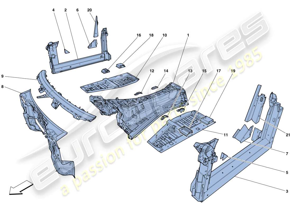 ferrari 812 superfast (usa) structures and elements, centre of vehicle parts diagram