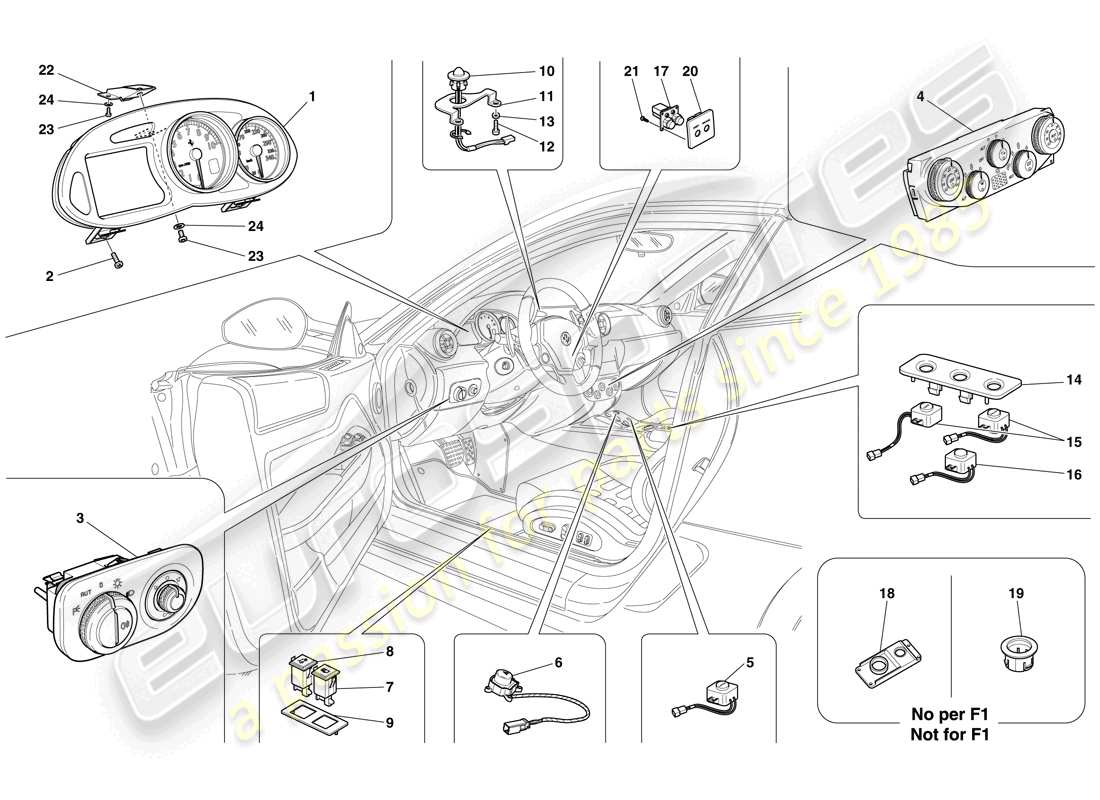 ferrari 599 gtb fiorano (europe) instrumentation parts diagram