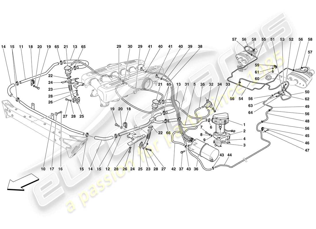 ferrari 599 gtb fiorano (usa) secondary air system parts diagram