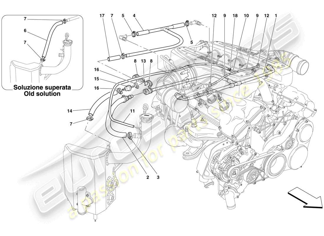 ferrari 599 gtb fiorano (europe) blow-by system parts diagram