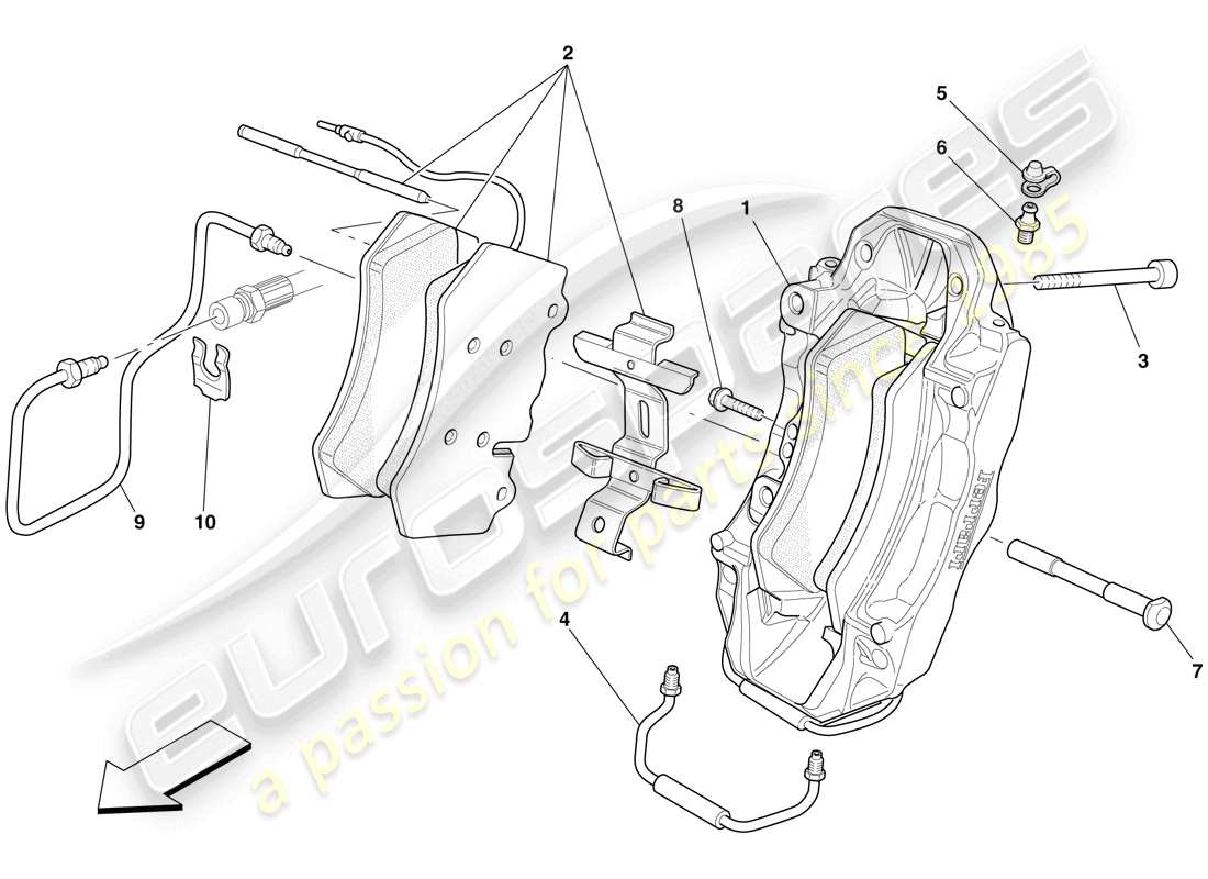 ferrari 599 sa aperta (rhd) front brake calliper part diagram