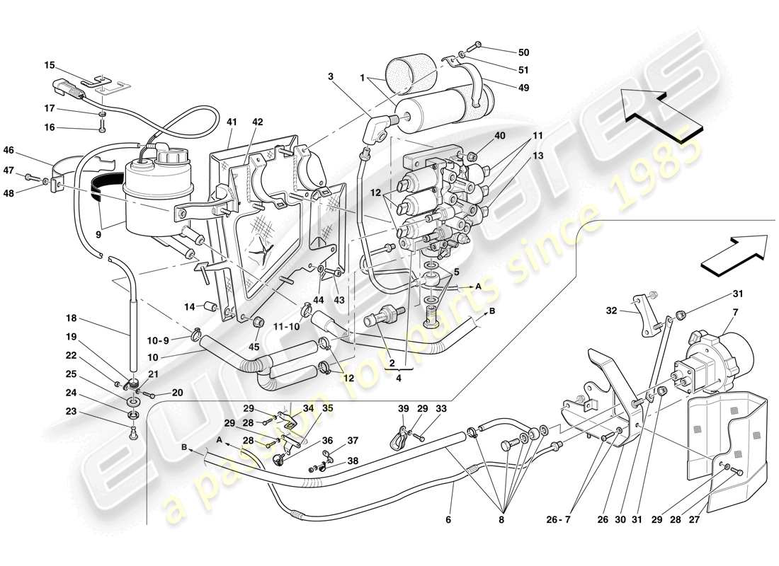 ferrari 599 gtb fiorano (rhd) power unit and tank parts diagram