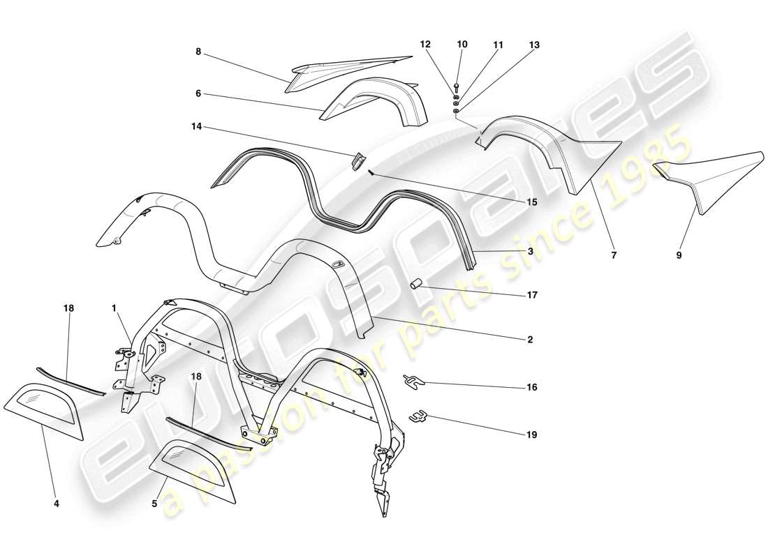 ferrari 599 sa aperta (europe) rollbar parts diagram
