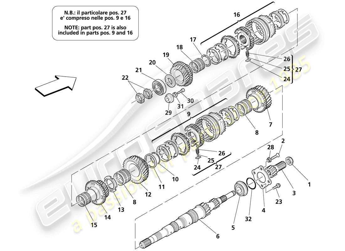 maserati trofeo main shaft gears parts diagram
