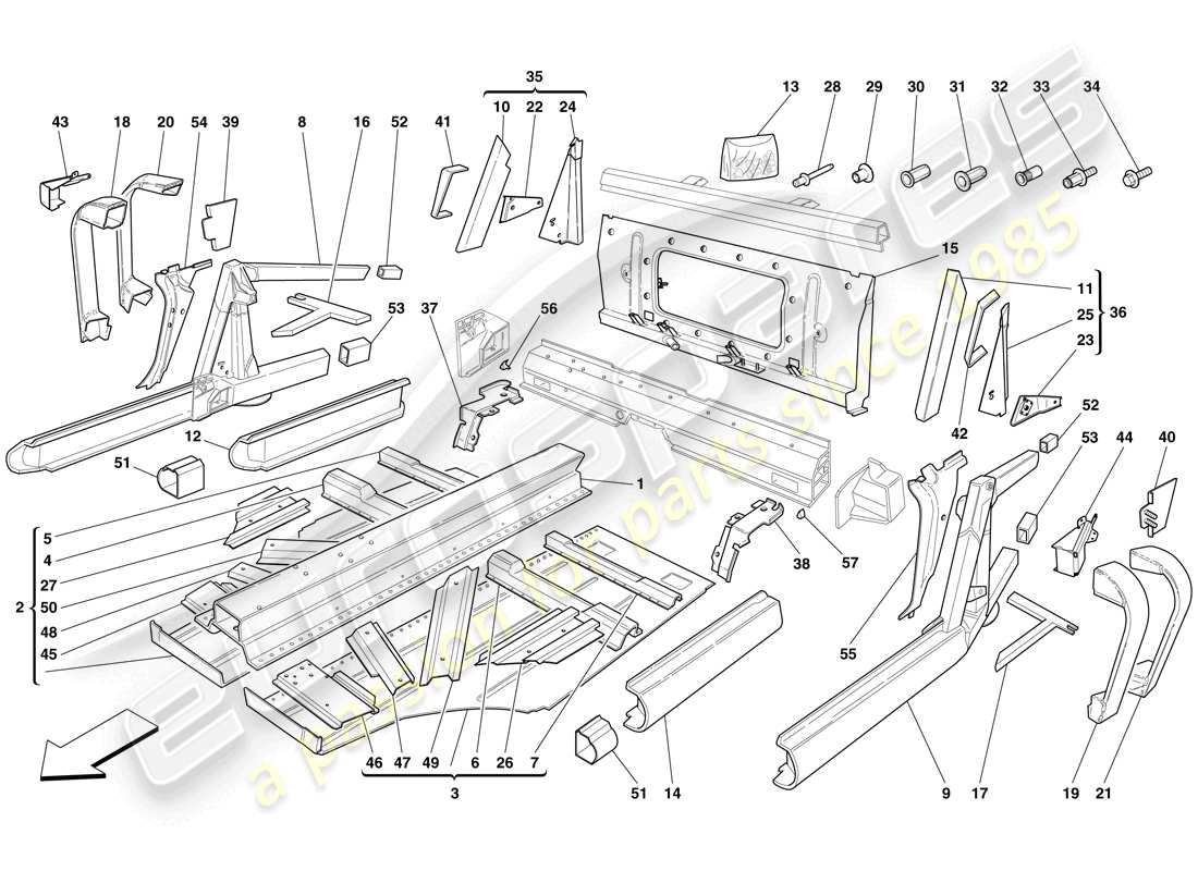 ferrari f430 scuderia (rhd) central elements and panels parts diagram