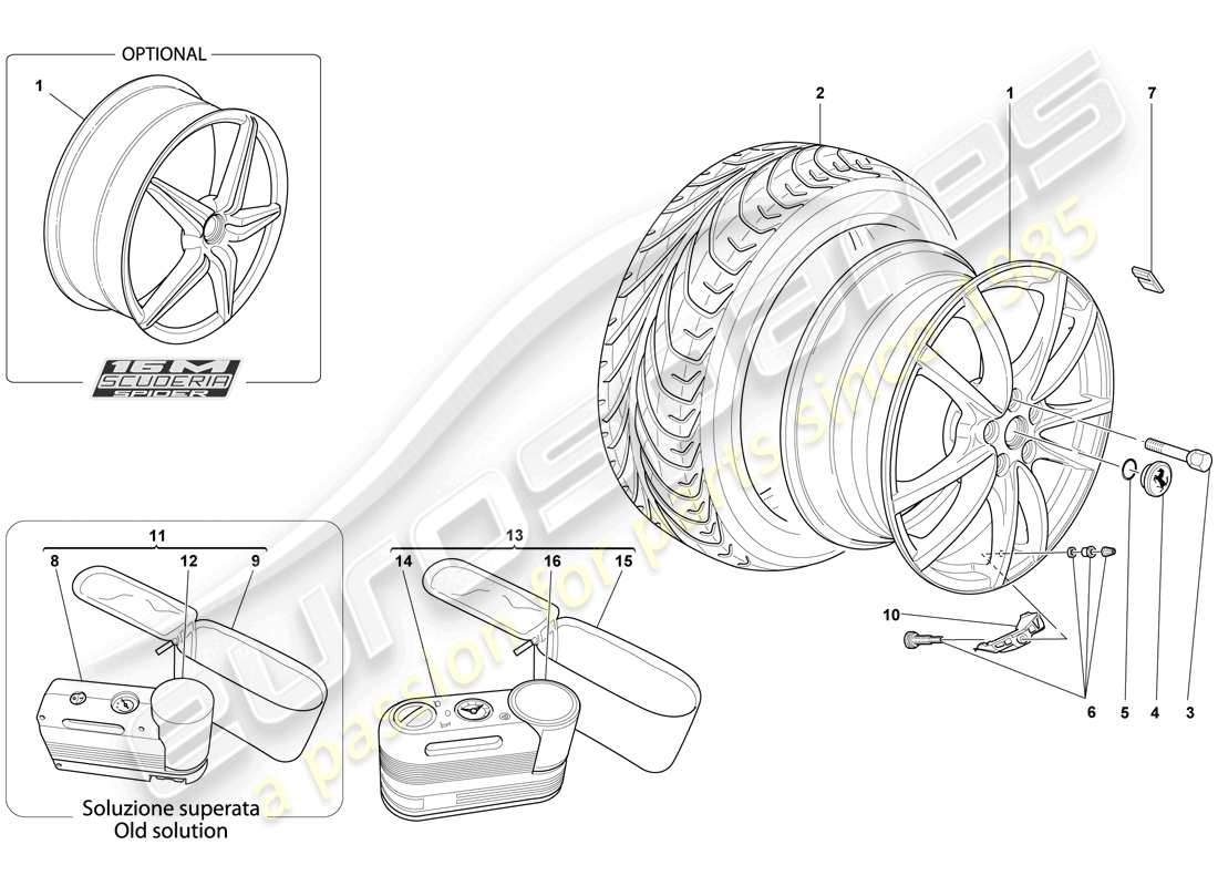 ferrari f430 scuderia (europe) wheels part diagram