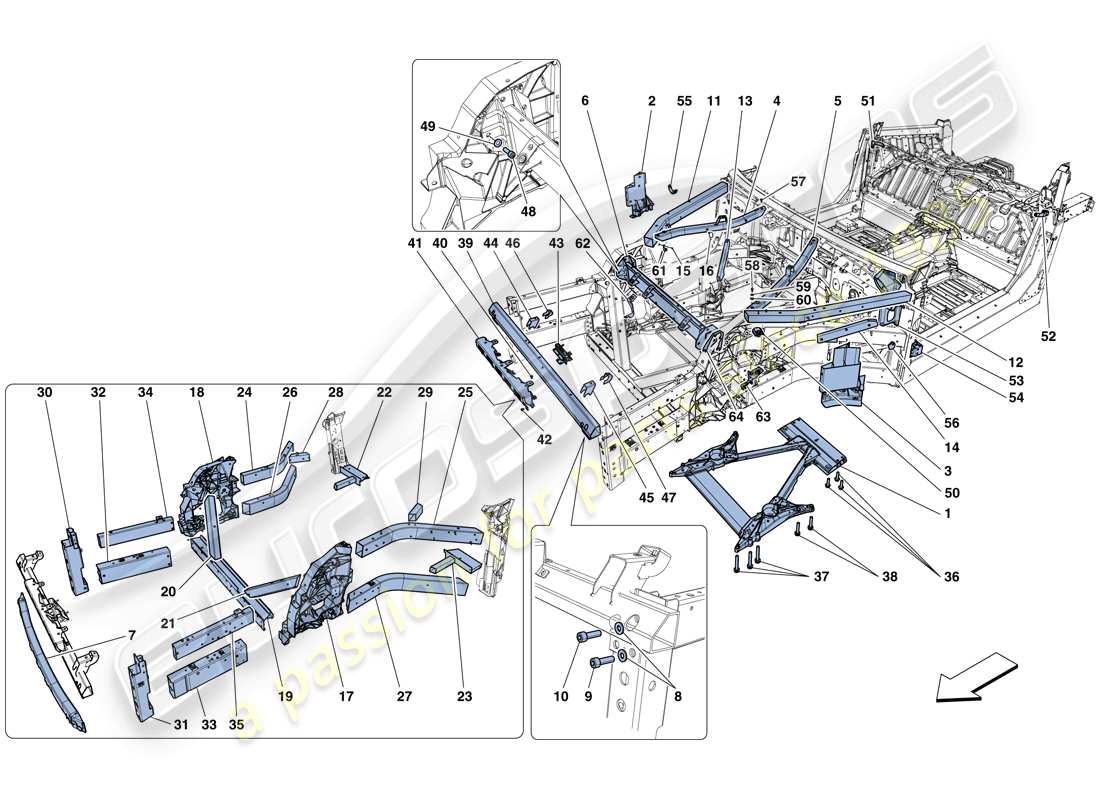 ferrari f12 tdf (europe) structures and elements, front of vehicle parts diagram