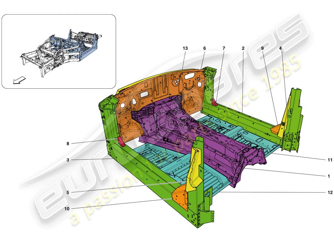 ferrari california t (usa) structures and elements, centre of vehicle parts diagram