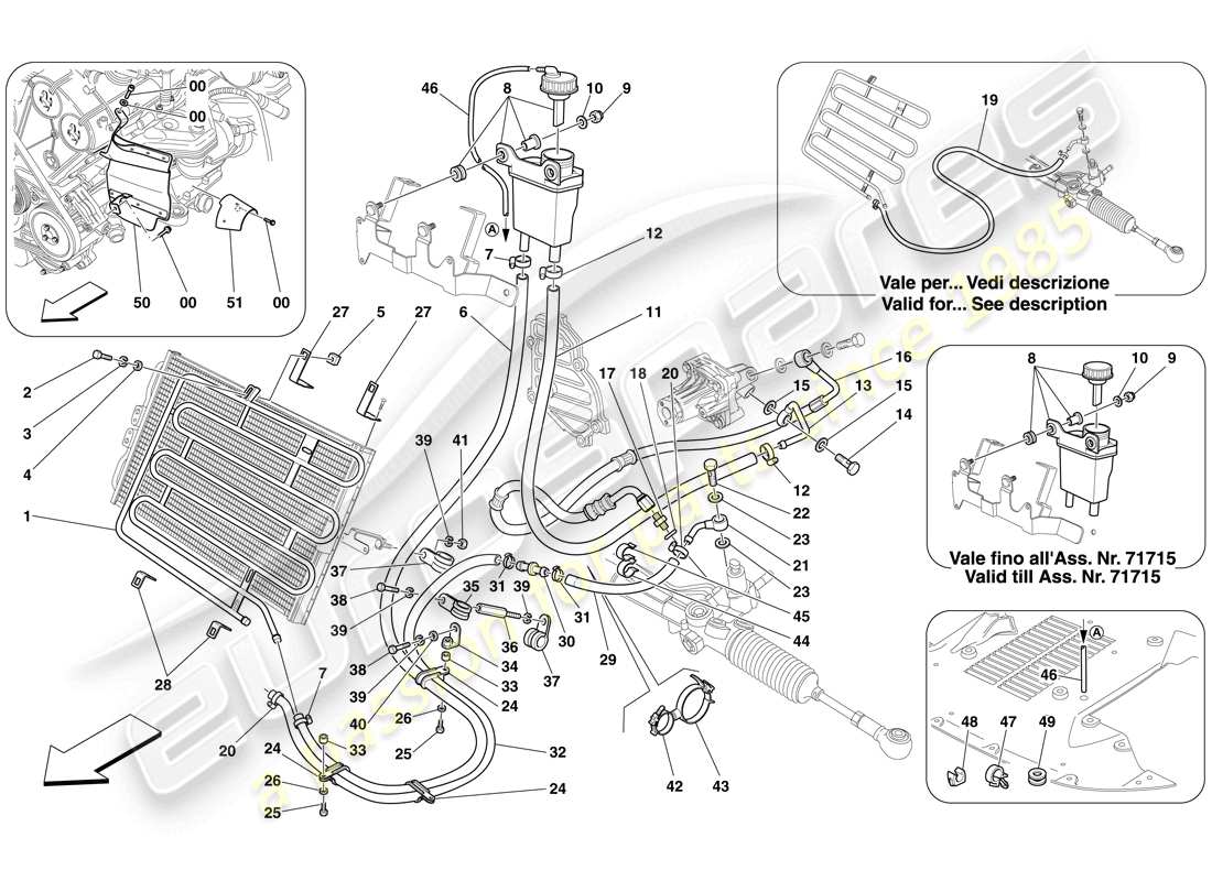 ferrari 612 scaglietti (europe) hydraulic fluid reservoir for power steering system and coil parts diagram