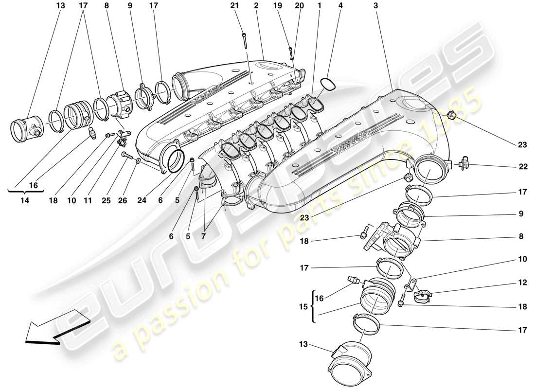 ferrari 599 gto (europe) intake manifold parts diagram