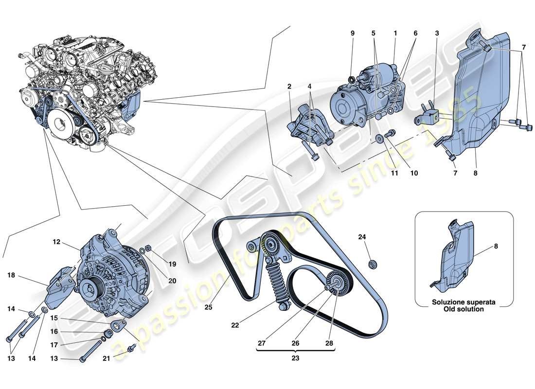 ferrari california t (europe) alternator - starter motor parts diagram