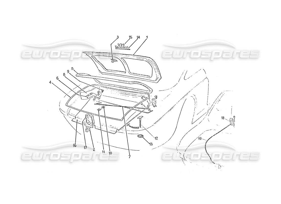ferrari 330 gtc (coachwork) boot part diagram