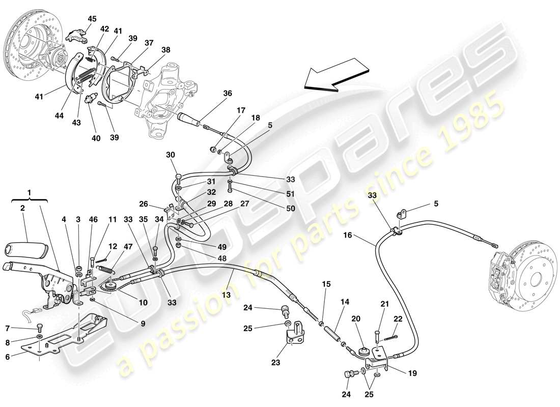 ferrari 599 sa aperta (europe) parking brake control parts diagram
