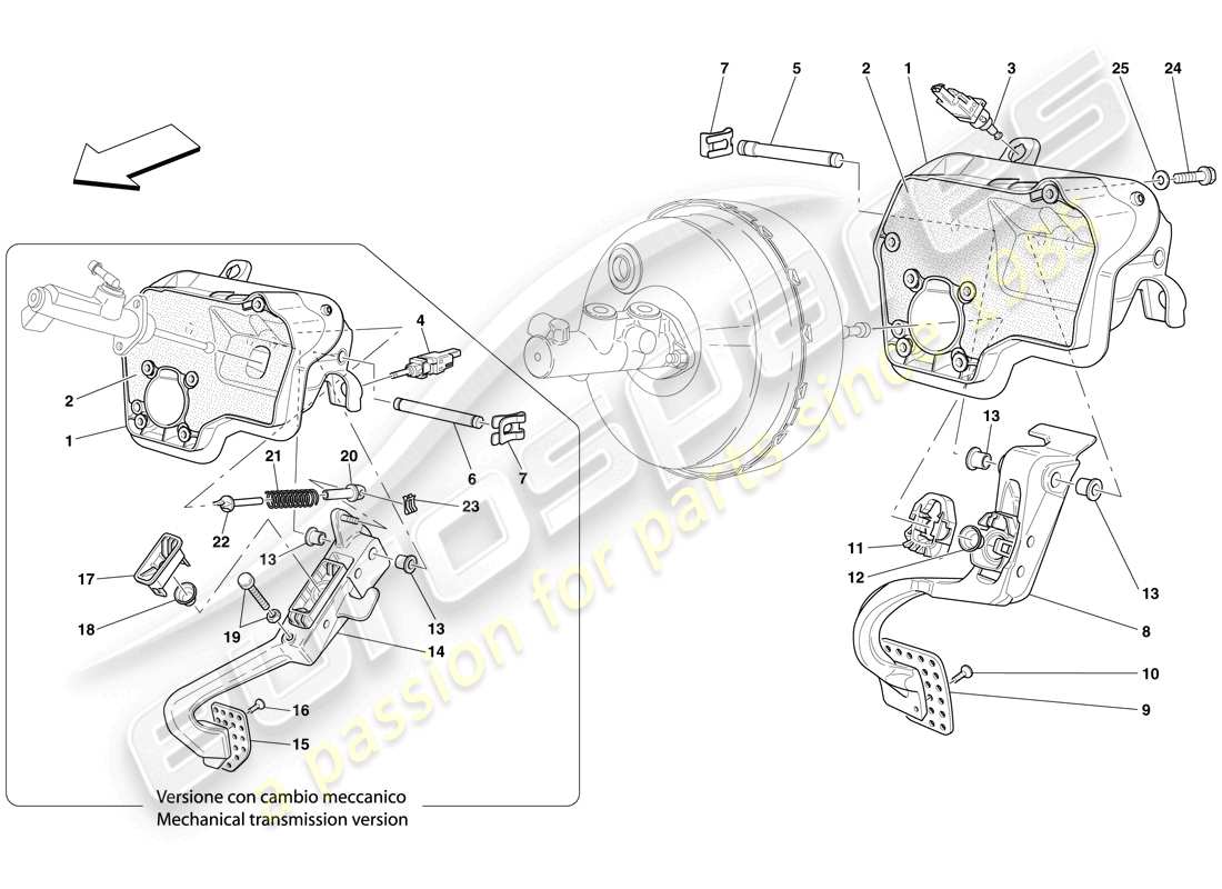ferrari 599 gtb fiorano (usa) pedal board parts diagram