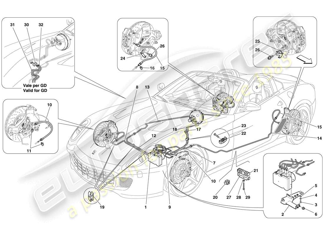 ferrari 599 sa aperta (usa) brake system parts diagram
