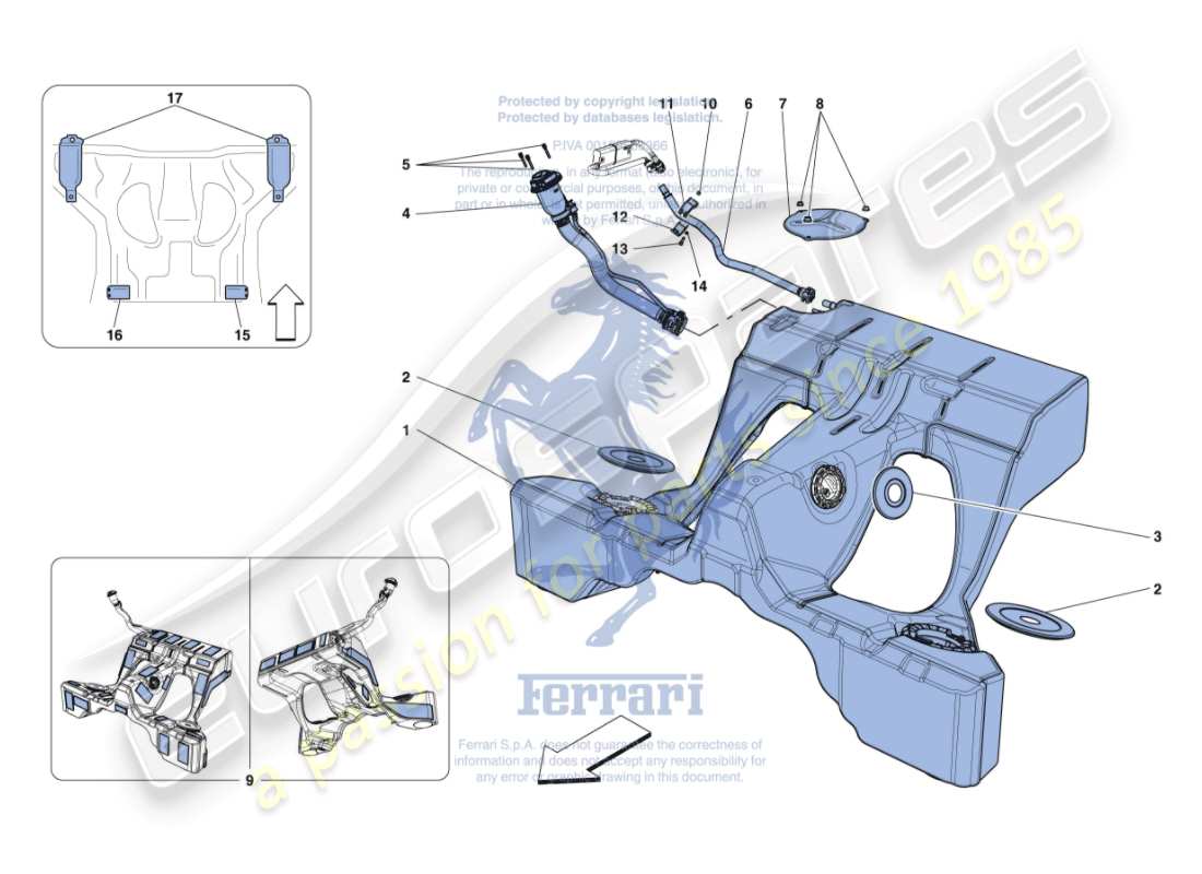 ferrari gtc4 lusso (europe) fuel tank and filler neck parts diagram