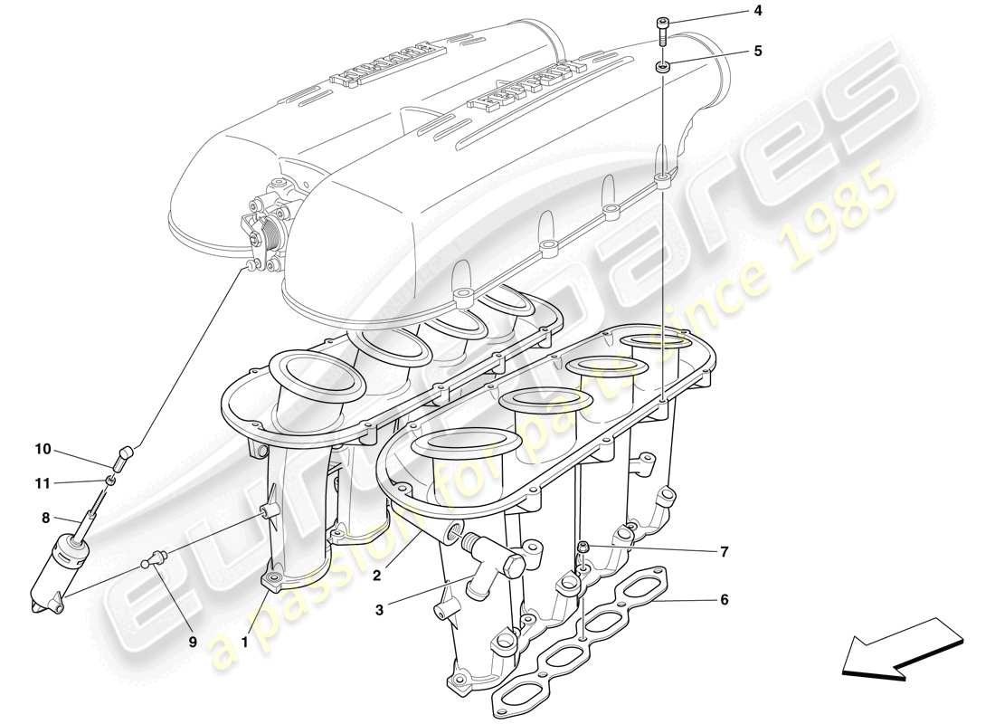 ferrari f430 scuderia (europe) intake manifold part diagram