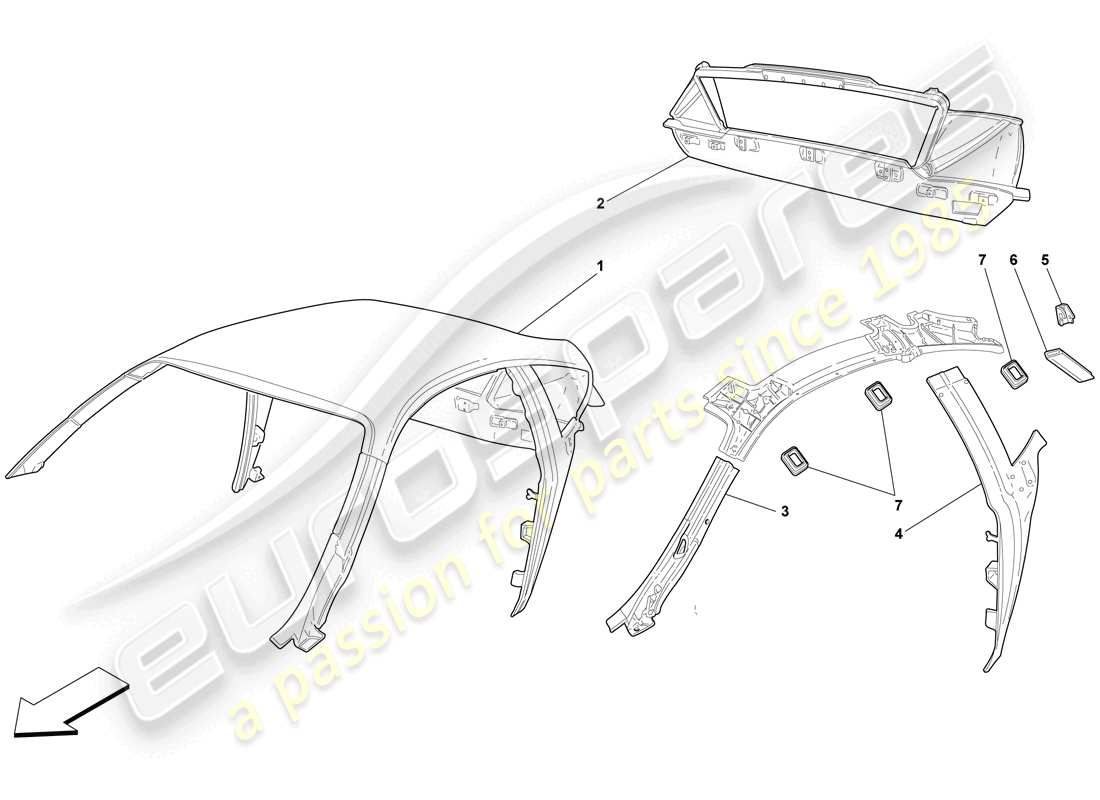 ferrari f430 scuderia (europe) roof - structure part diagram