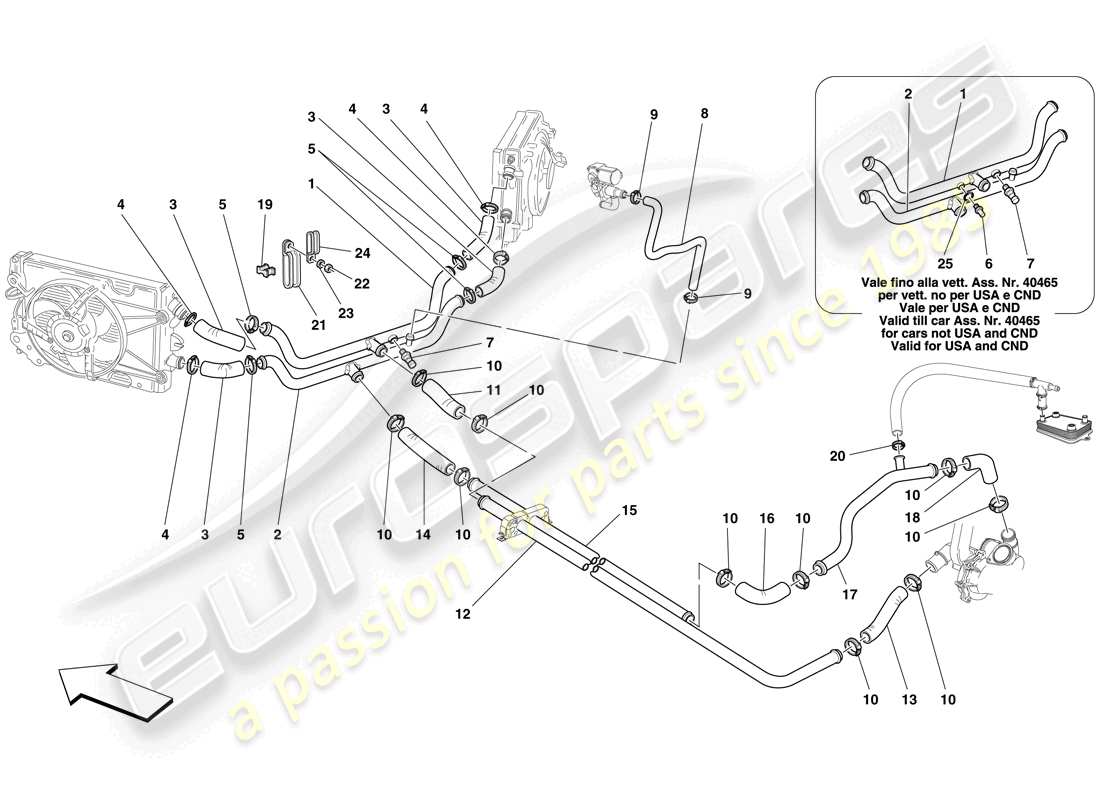 ferrari f430 spider (europe) cooling system parts diagram