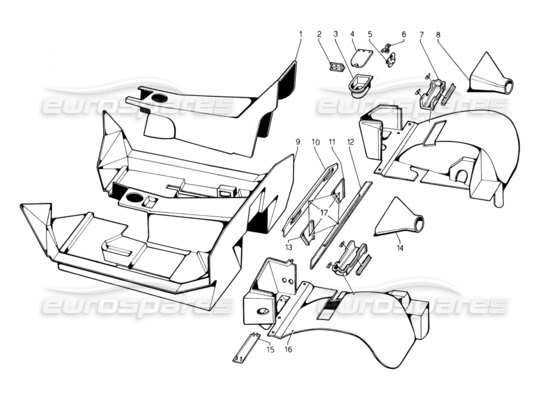 a part diagram from the lamborghini countach parts catalogue