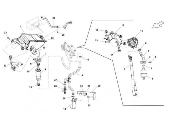a part diagram from the lamborghini gallardo lp560-4s update parts catalogue