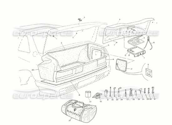 a part diagram from the maserati shamal parts catalogue