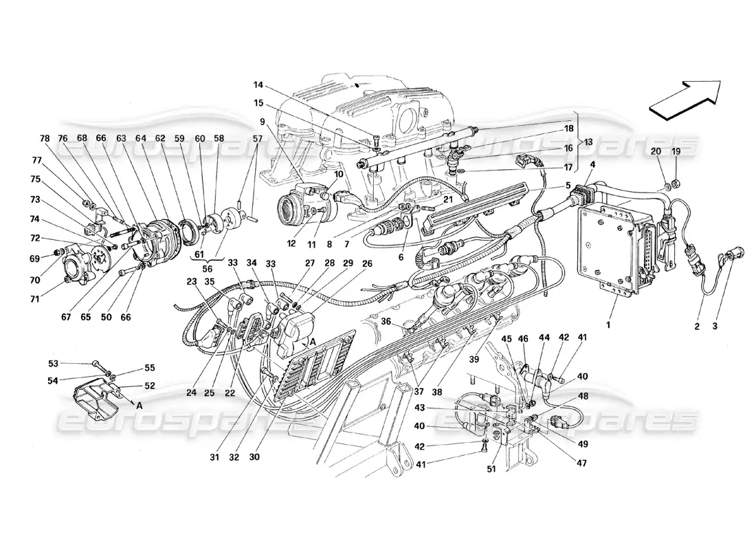 ferrari 348 (1993) tb / ts air injection - ignition parts diagram