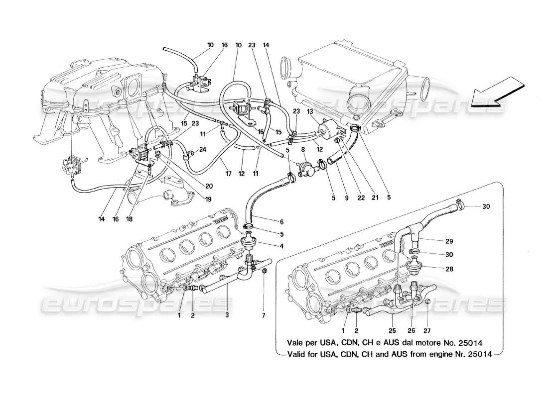 ferrari 348 (1993) tb / ts air injection device parts diagram
