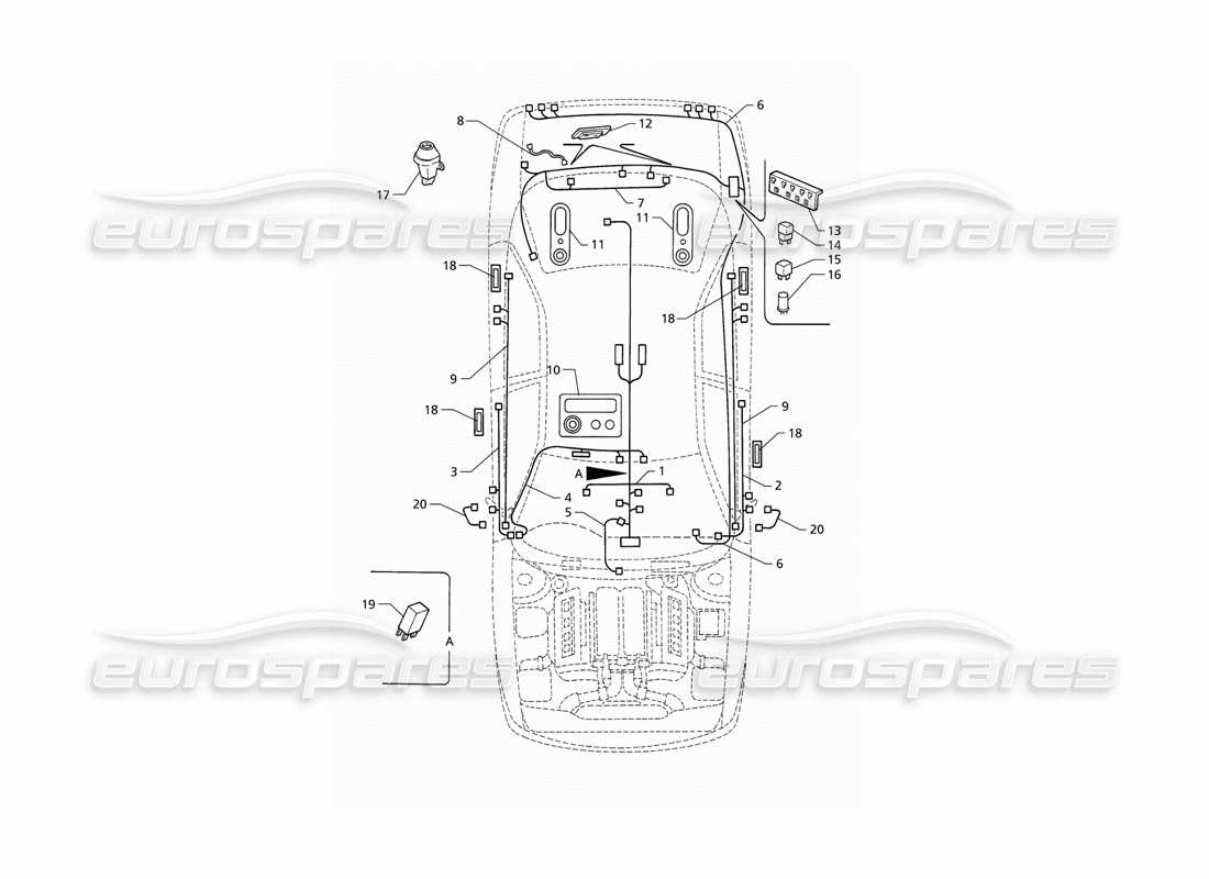 a part diagram from the maserati quattroporte (1996-2001) parts catalogue