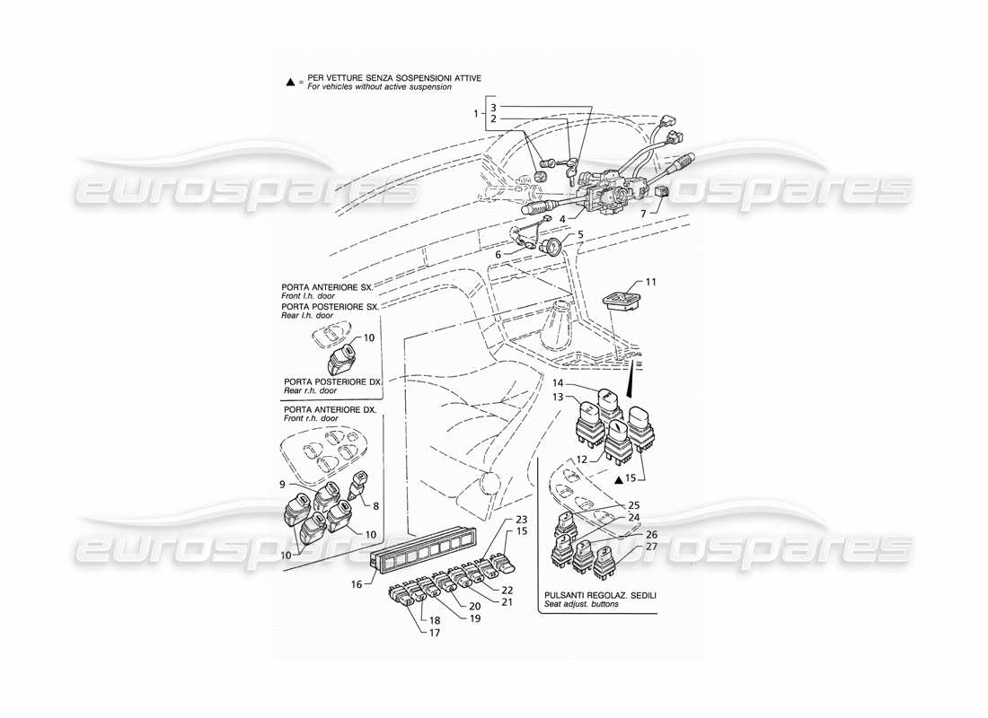 a part diagram from the Maserati QTP V8 (1998) parts catalogue