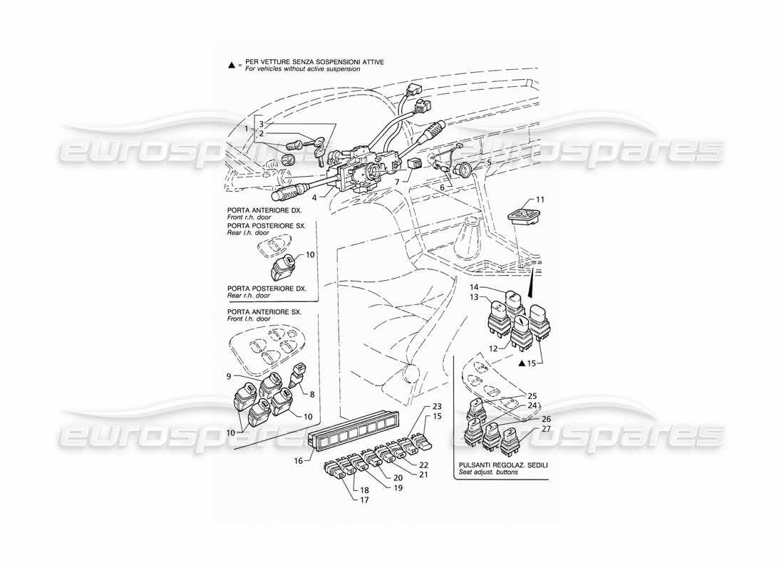 a part diagram from the maserati quattroporte (1996-2001) parts catalogue