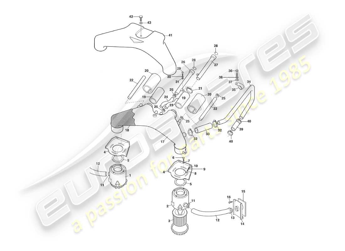 a part diagram from the aston martin v8 virage parts catalogue