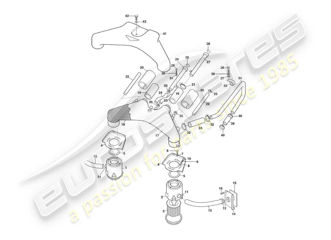 a part diagram from the aston martin v8 virage parts catalogue