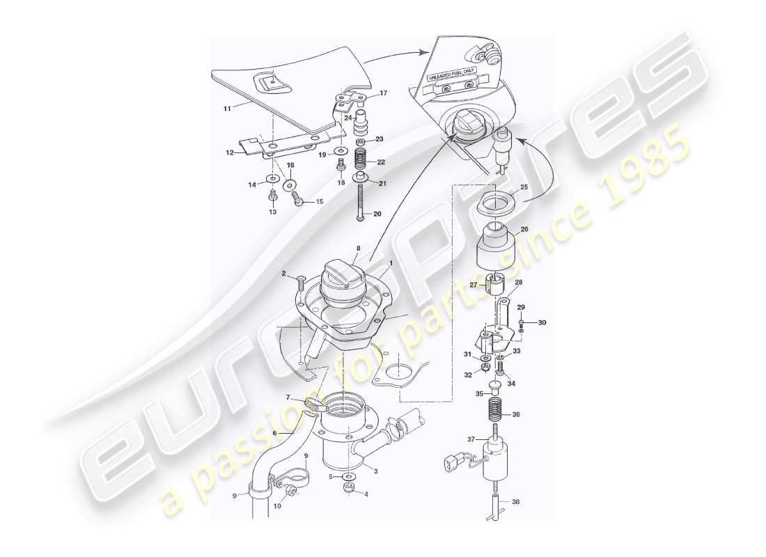a part diagram from the aston martin v8 virage parts catalogue