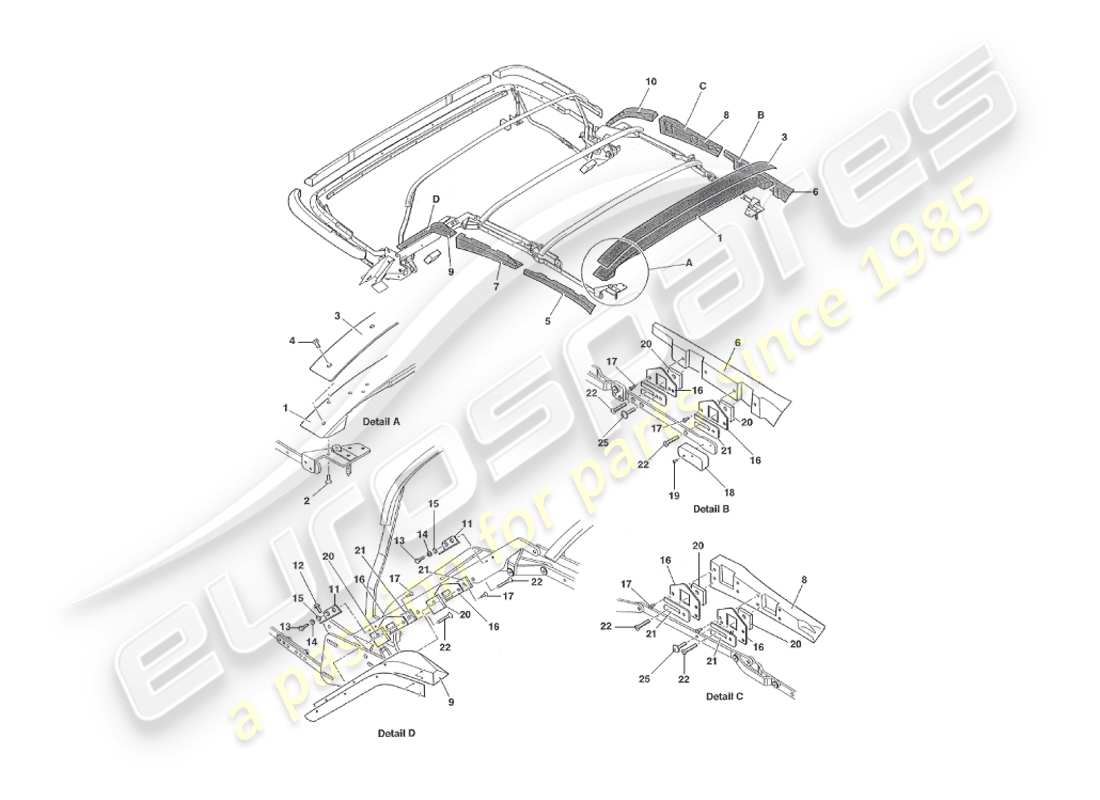 a part diagram from the aston martin v8 virage parts catalogue
