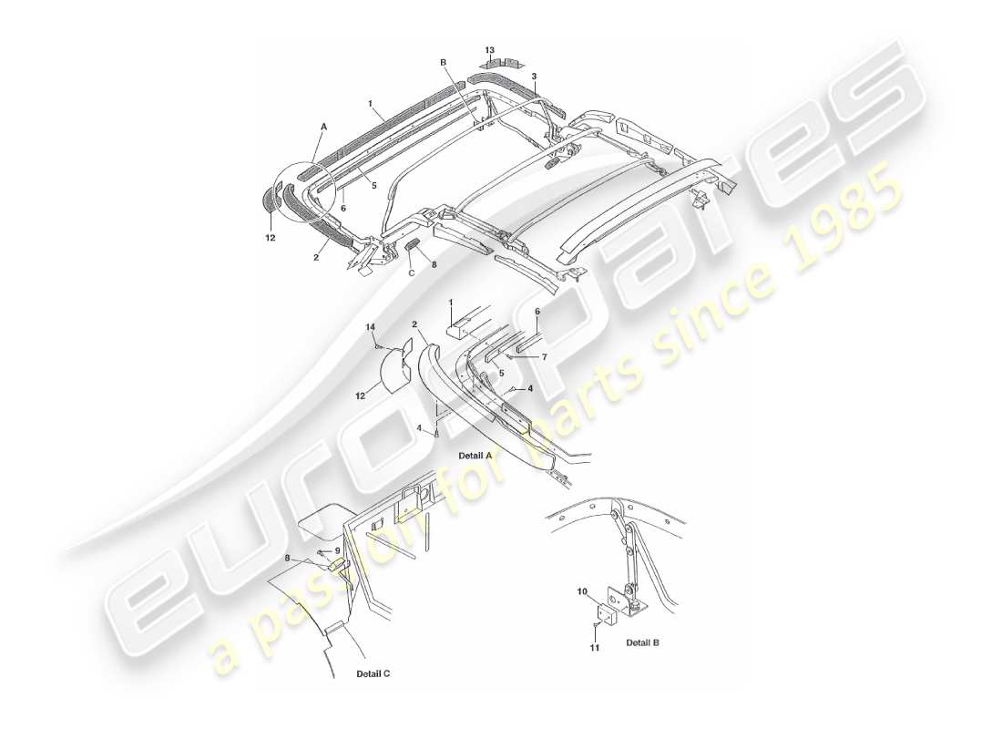 a part diagram from the aston martin v8 virage parts catalogue