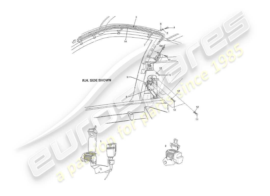 a part diagram from the aston martin v8 virage parts catalogue