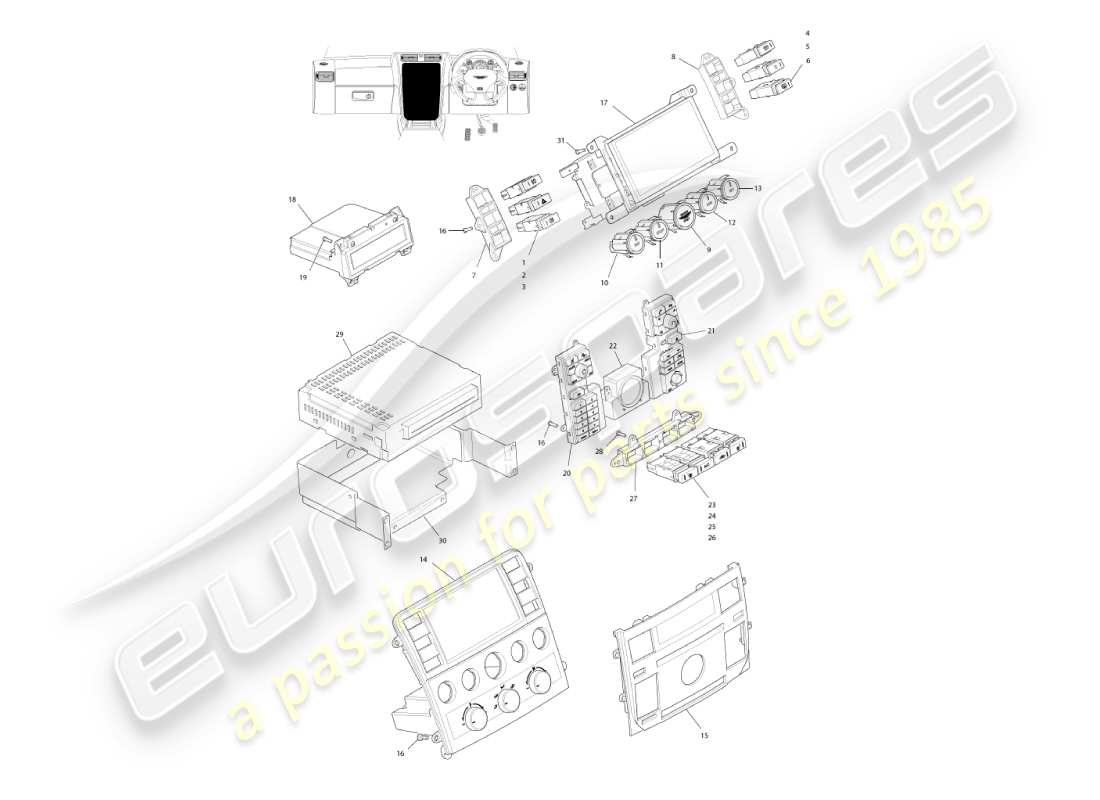 a part diagram from the aston martin vanquish (2002) parts catalogue