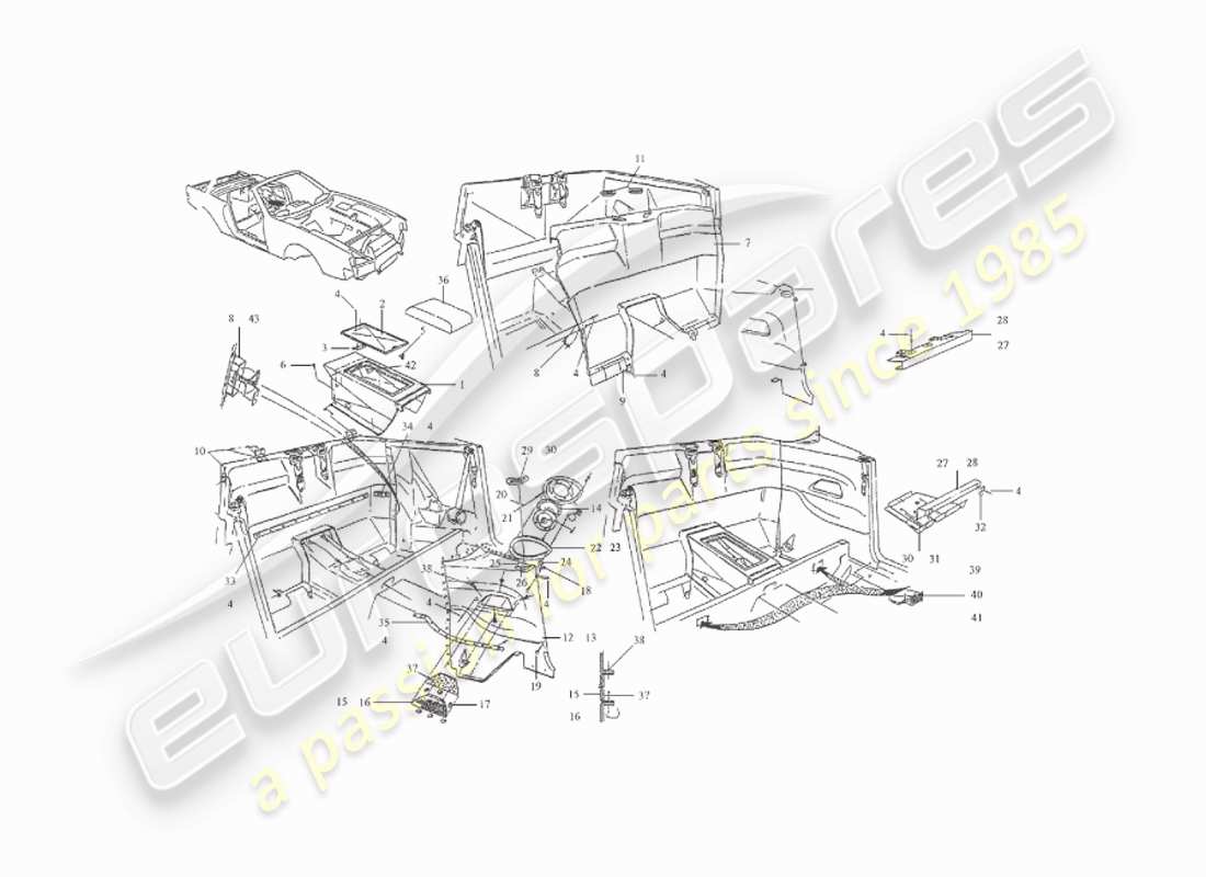 VIEW PARTS DIAGRAMS FROM THE ASTON MARTIN V8 VIRAGE PARTS CATALOGUE a part diagram from the aston martin v8 virage parts catalogue