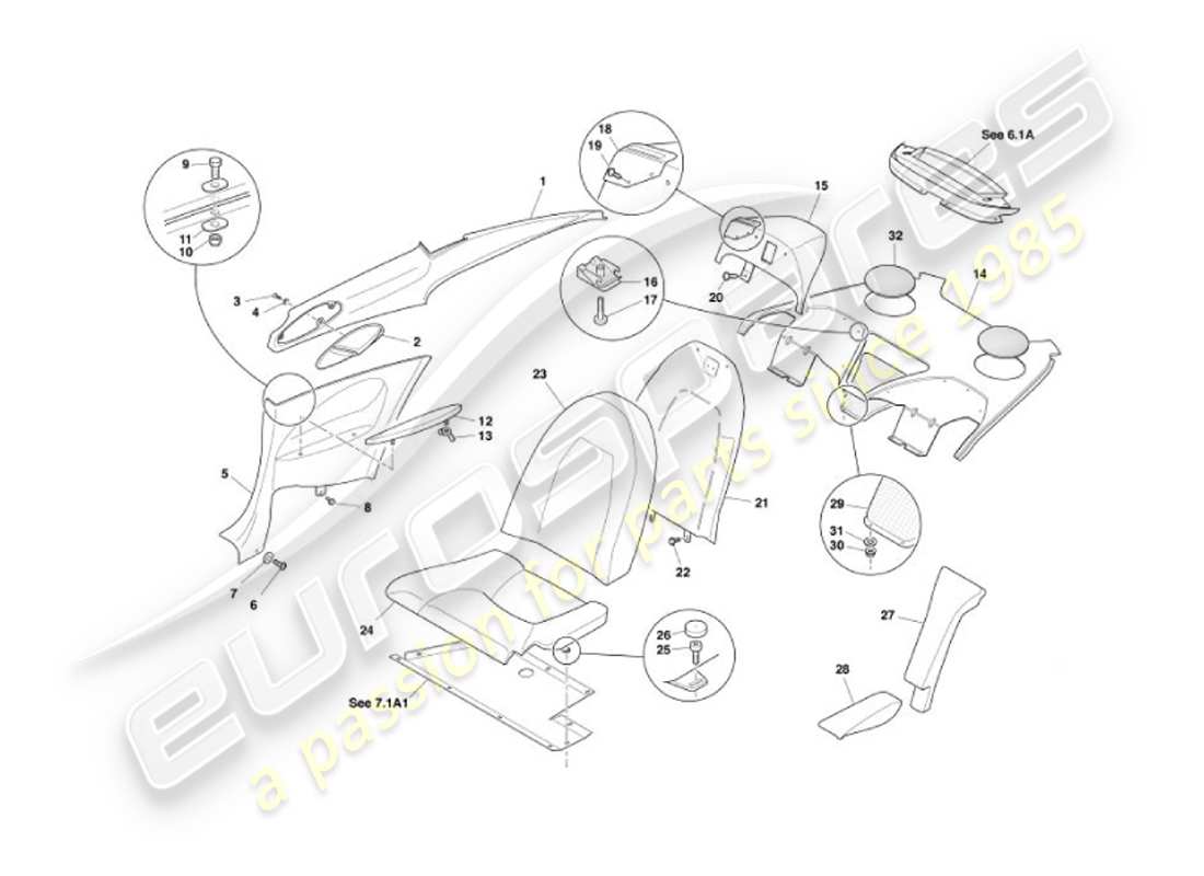 a part diagram from the aston martin vanquish (2007) parts catalogue